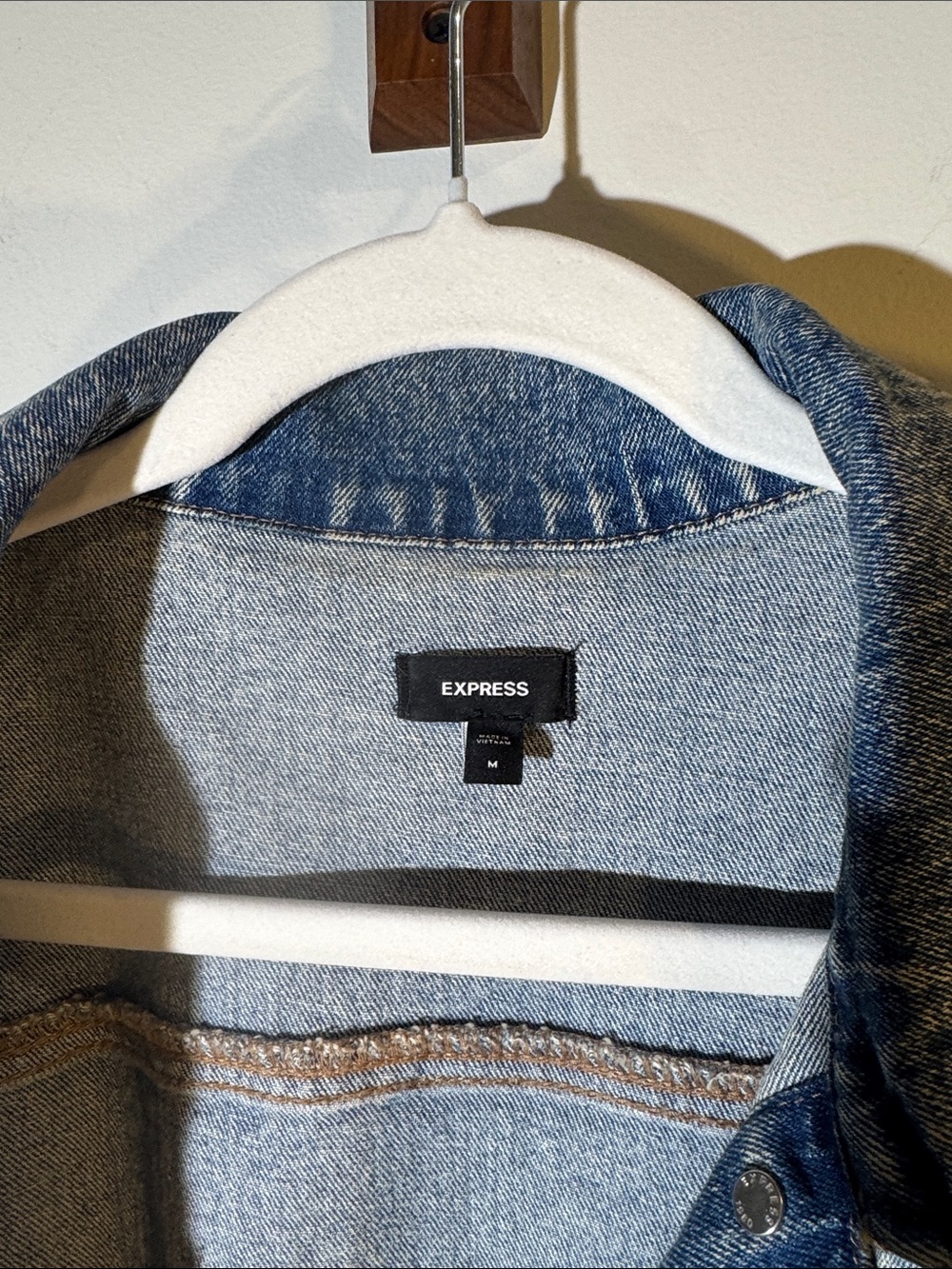 Express Light Blue Denim Jean Jacket for Women - Picture 3 of 5